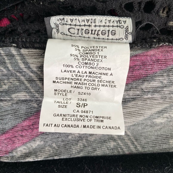 Clientele Pink and Black Print Asymmetrical Open Cardigan Sz Small - Picture 6 of 6